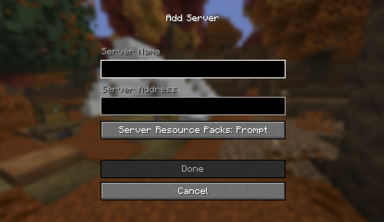 Minecraft Add Server screen
